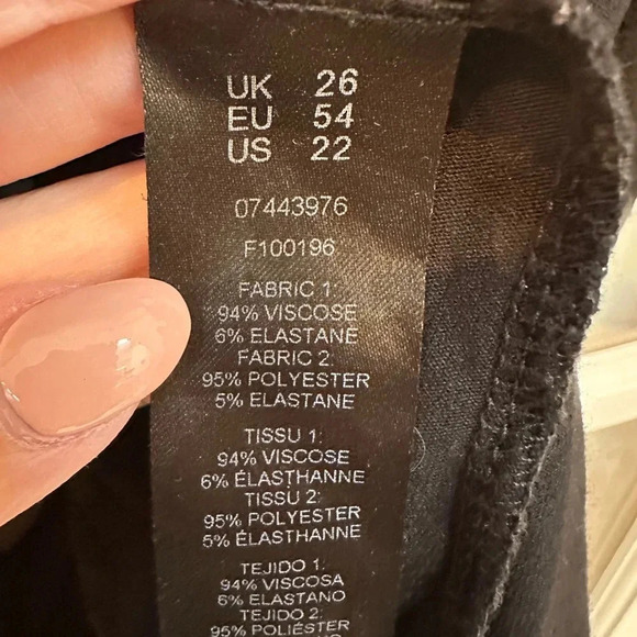 ASOS Black Short Sleeve Asymmetrical Hem Blouse Mesh Sheer Sleeve Plus Size 22 - Picture 7 of 9